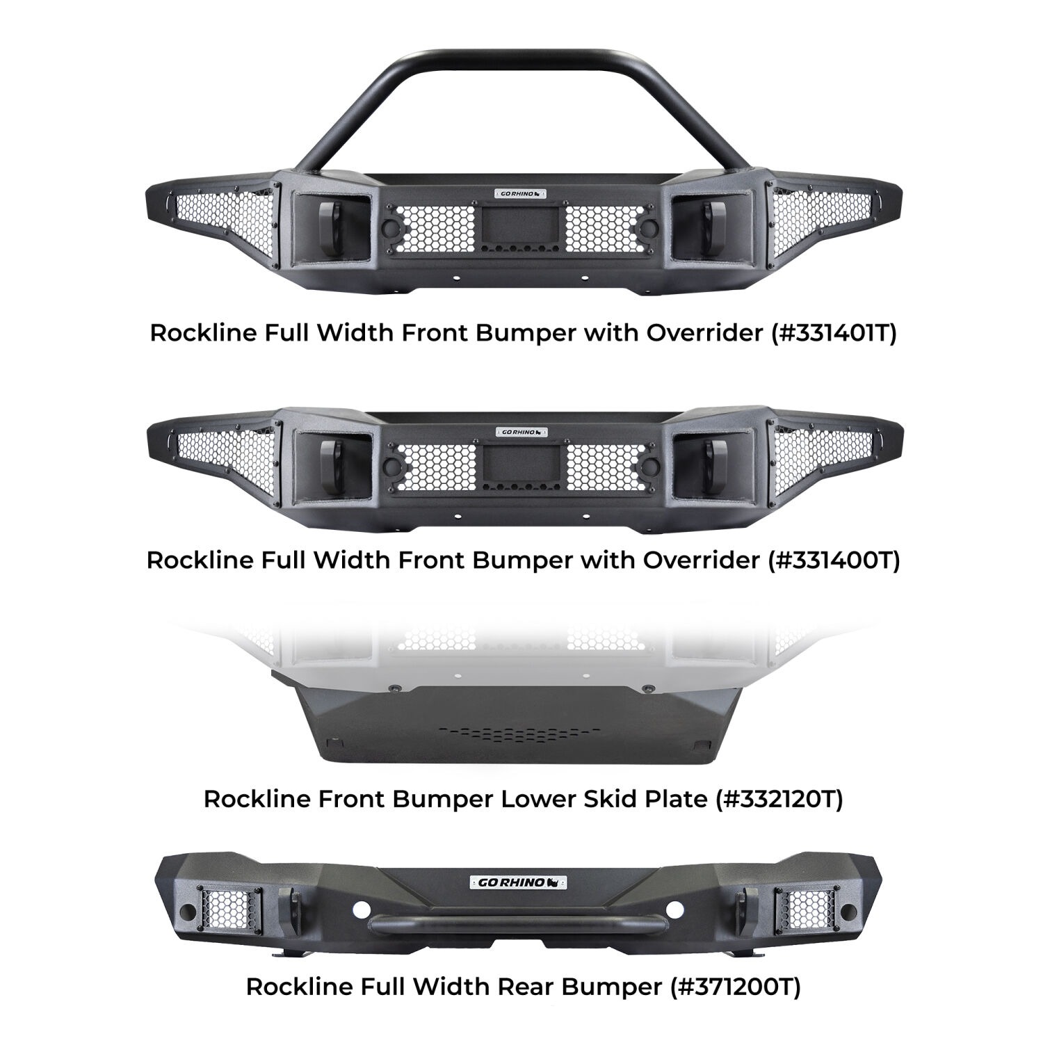 Go Rhino 371200T - Rockline Bumpers, Black, Powder Coated