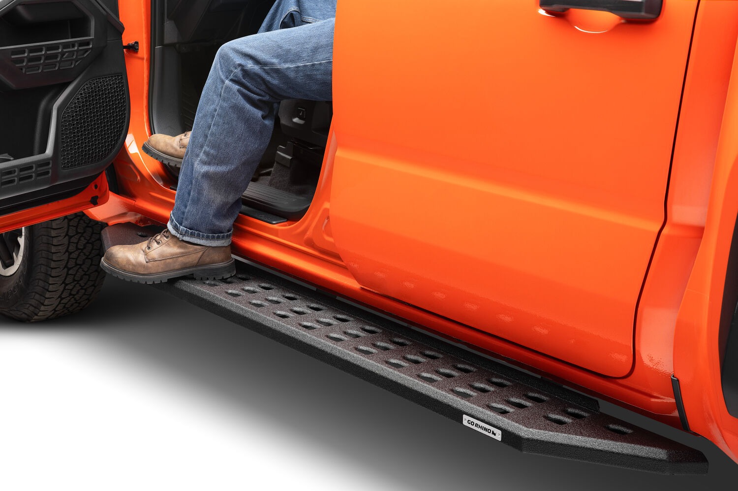 Go Rhino 69444568T - RB20 Running Boards, Black, Protective Bedliner coating