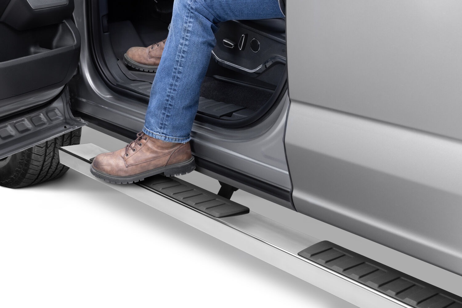Go Rhino 6862415587PS - Running Boards & Steps, Crew Cab, Silver