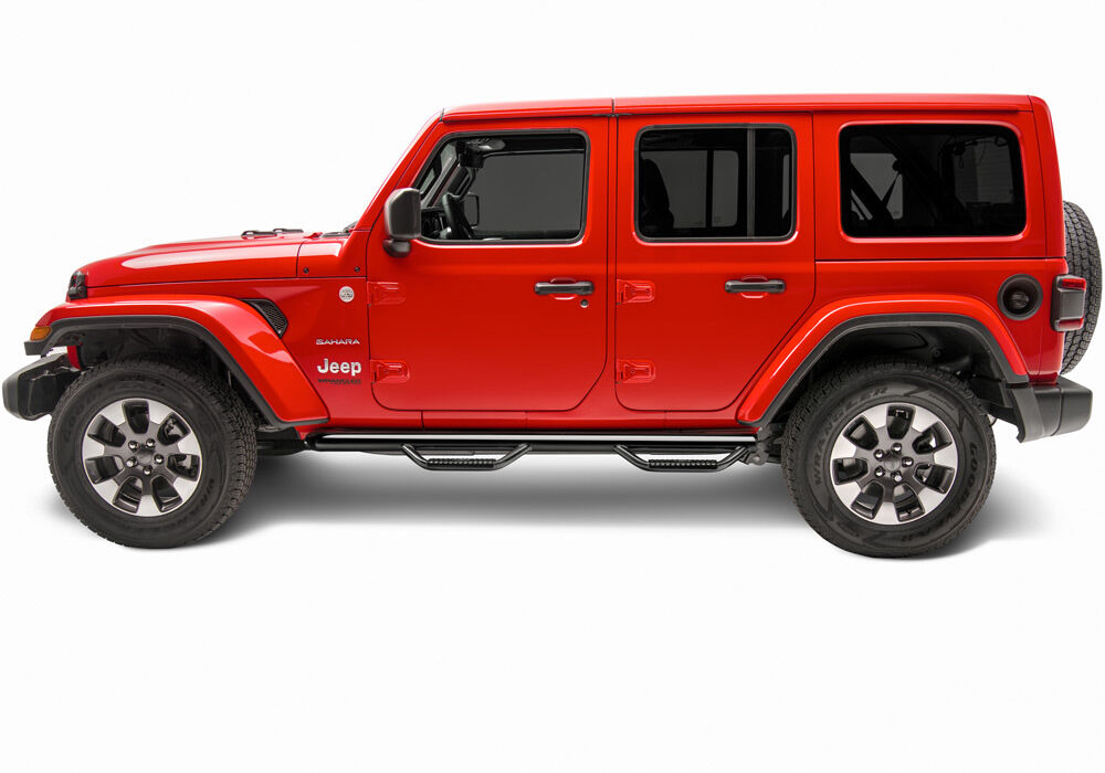 N-Fab J1866-GB - Nerf Steps, Gloss Black, Wheel-to-Wheel (2 Steps per Side) - 3in Main Tube