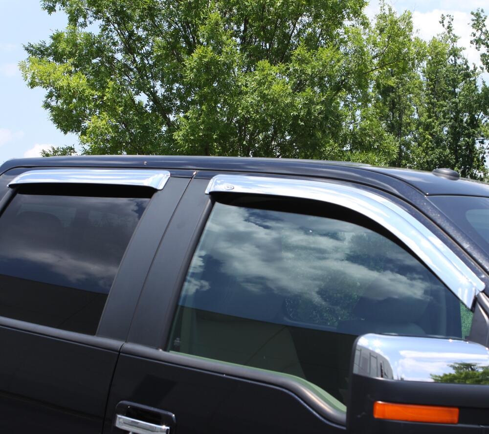 Auto Ventshade AVS 684133 - AVS Chrome Ventvisor, Crew Cab, Outside Mount