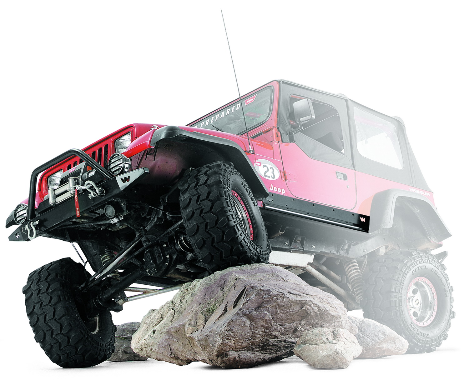 Warn 63002 - Rock Sliders, Black, Powder Coated